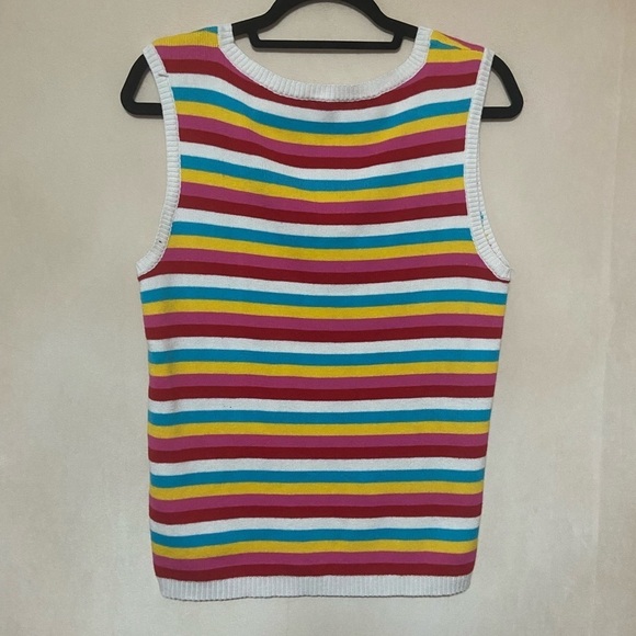 eesome LIKE NEW multi color stripe sleeveless sweater top vest size L - Picture 3 of 4
